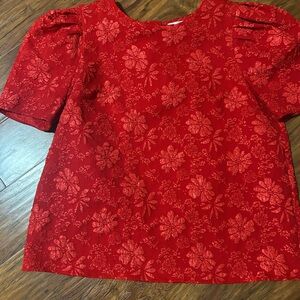 Entro Red Floral Blouse
